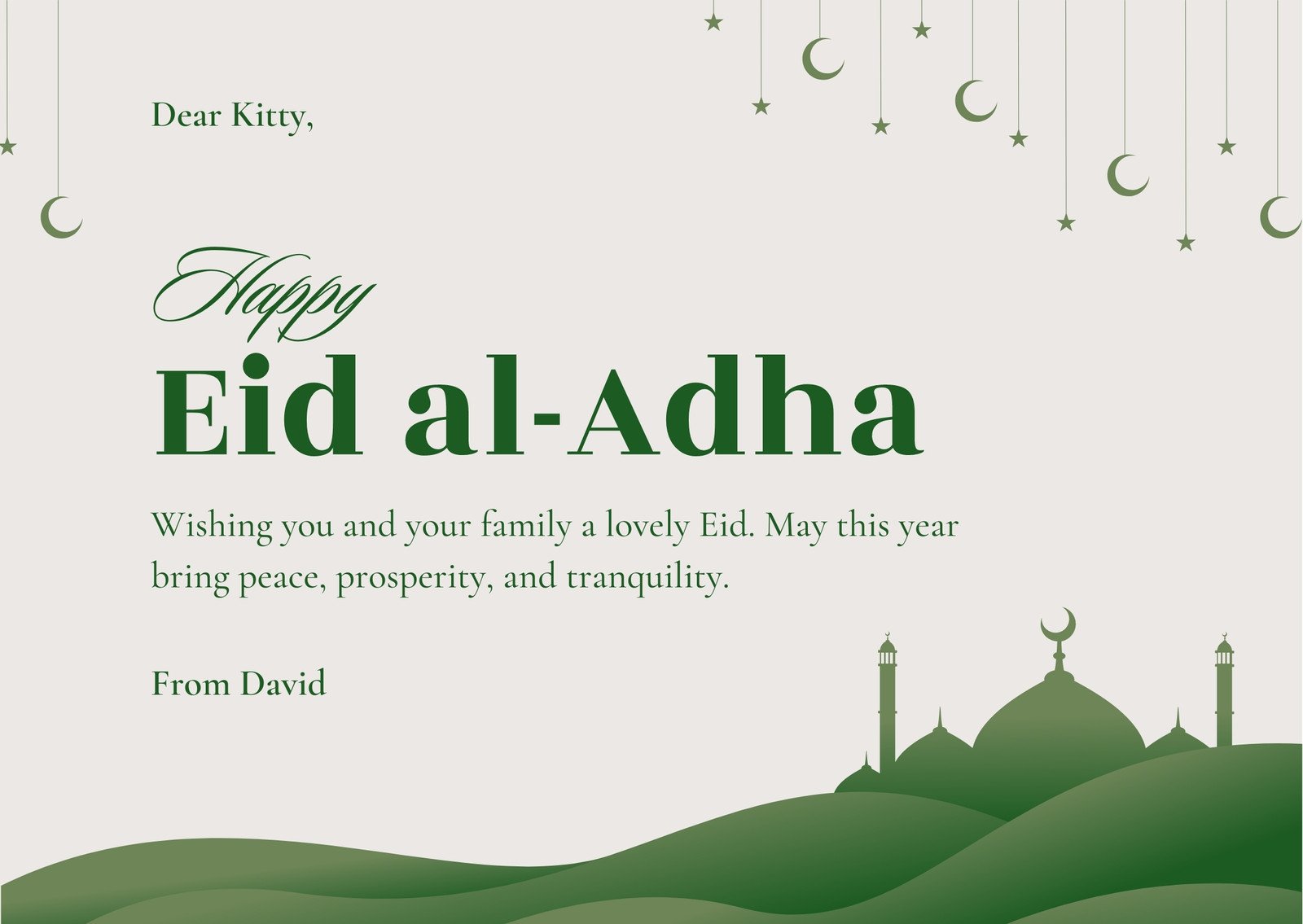 Free custom printable Eid al-Adha card templates | Canva