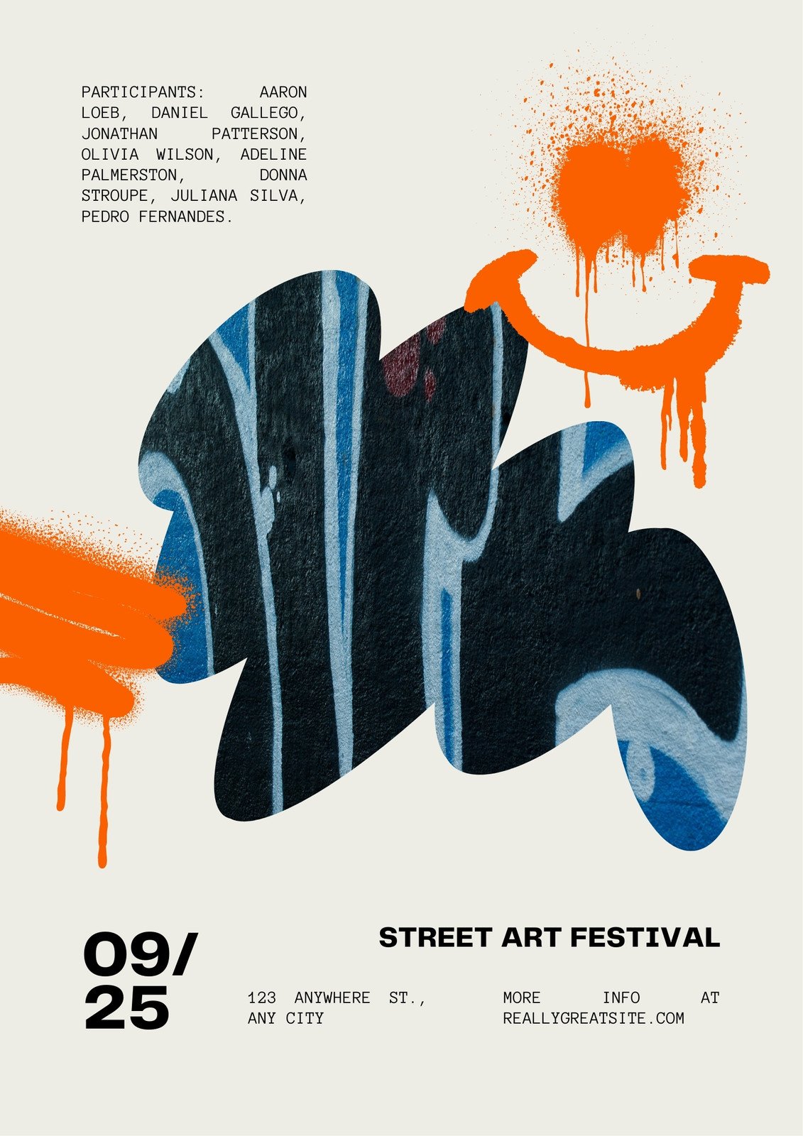 Orange Black Graffiti Street Art Festival Poster