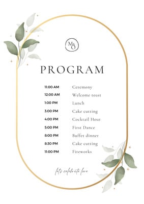 Free, custom printable wedding program templates | Canva