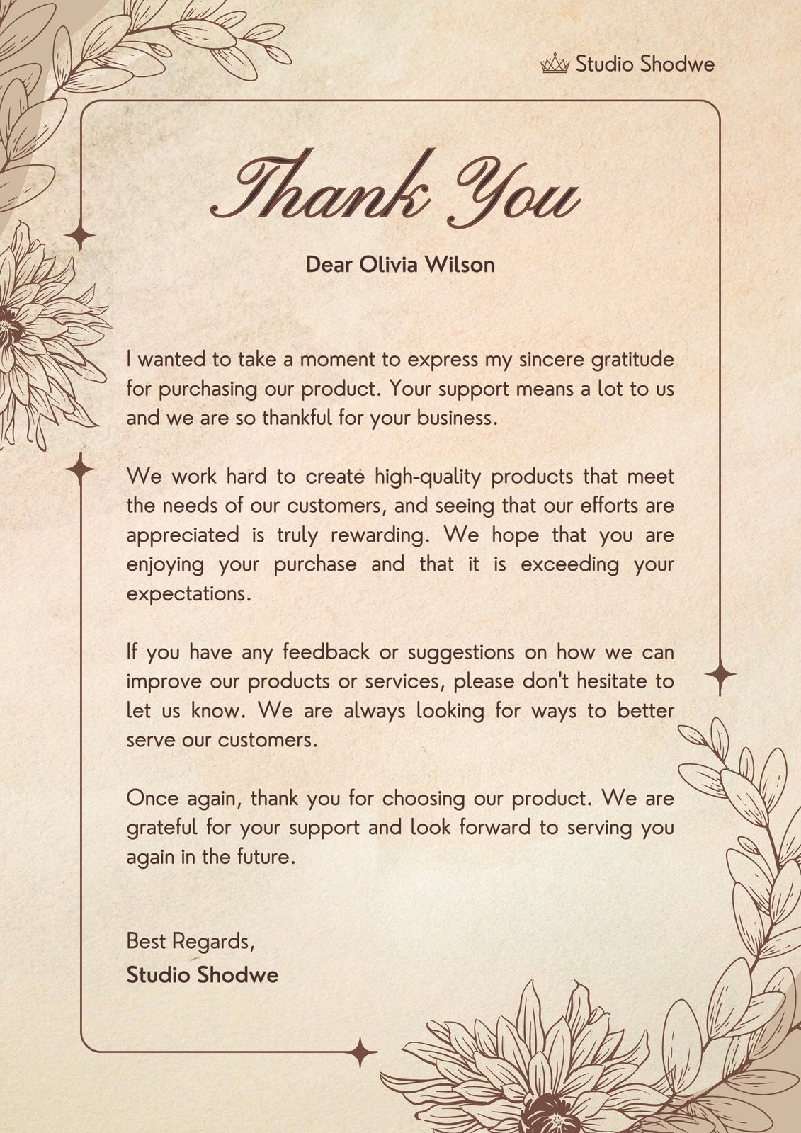 thanks for doing business letter