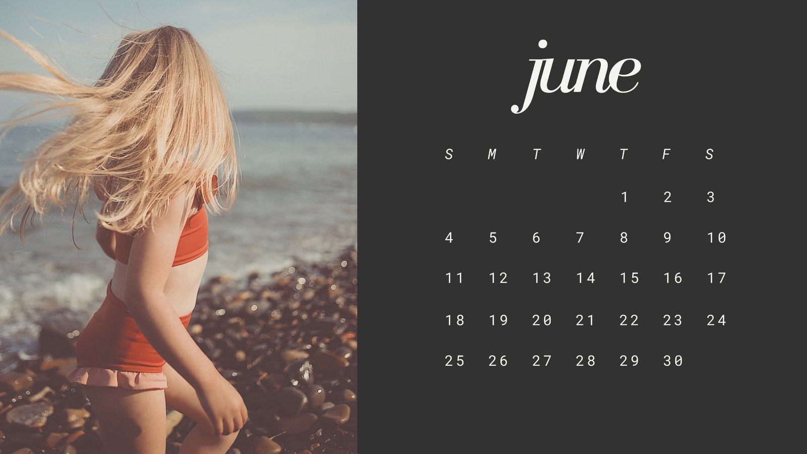 White and Black Modern Minimalist June 2023 Calendar