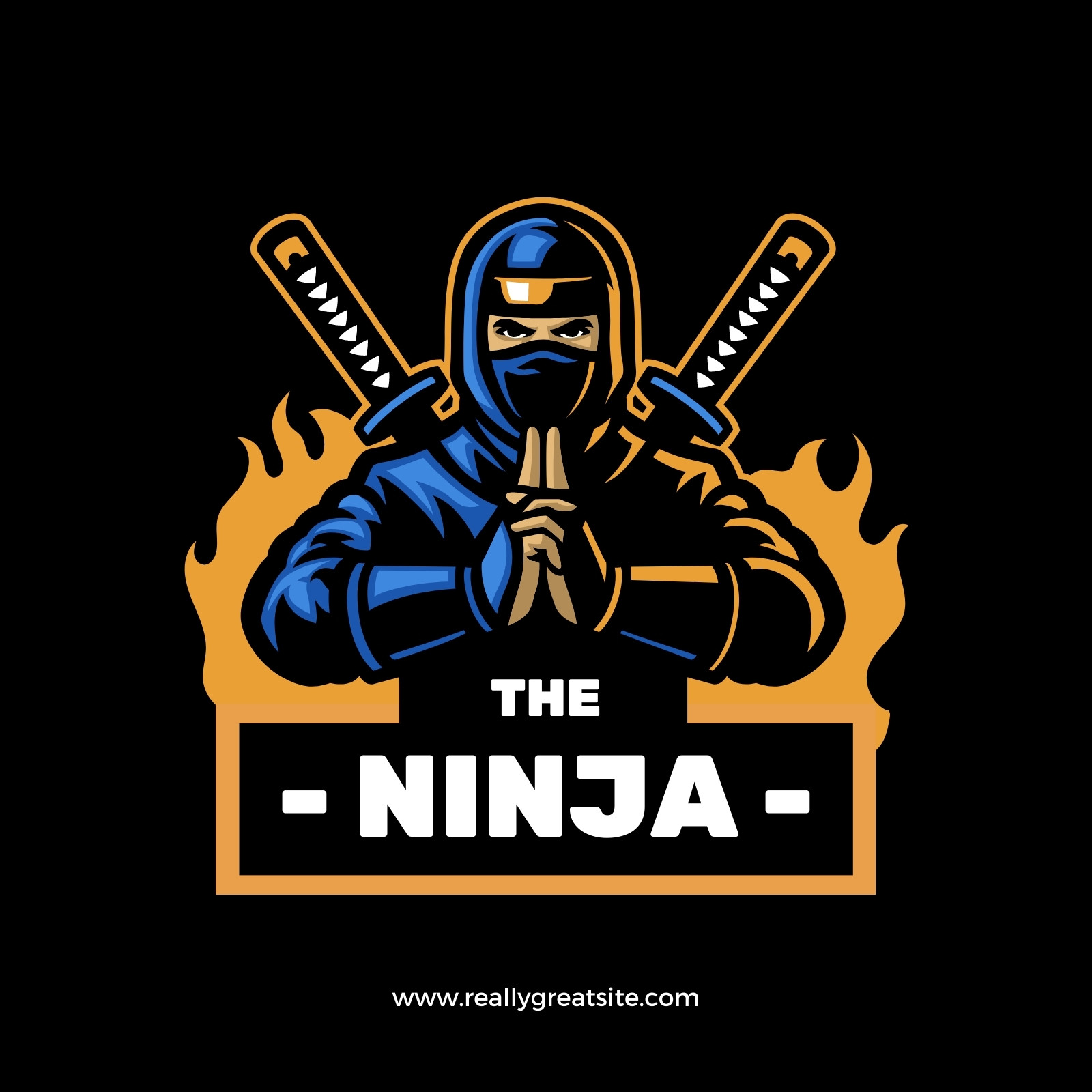 Black and White E-Sports Ninja Gaming Logo