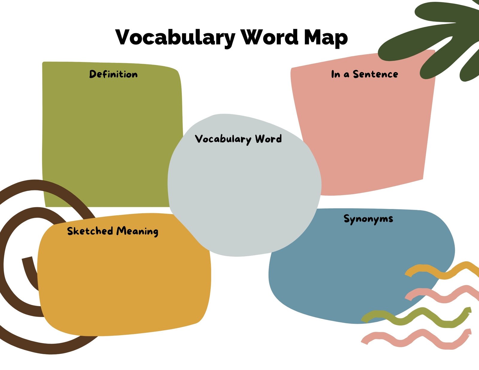 Vocabulary Word Map Graphic Organizer in Colorful Geometric Style