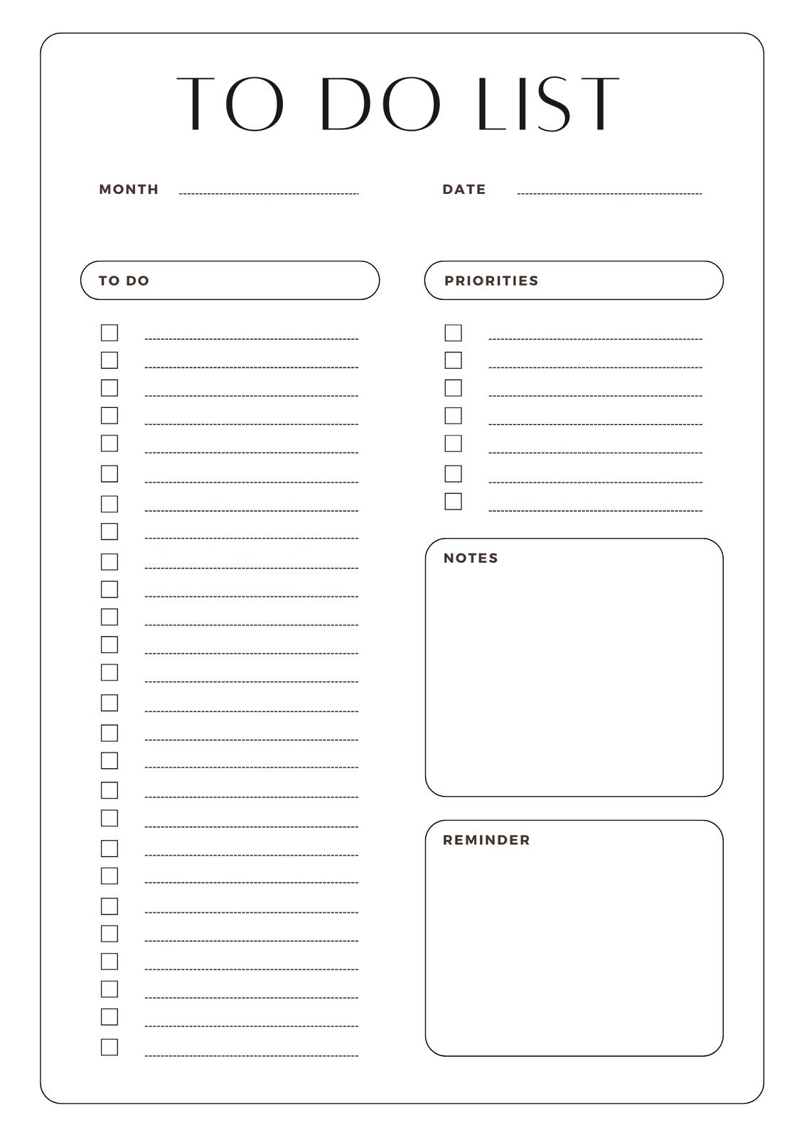 Free and customizable to do list templates