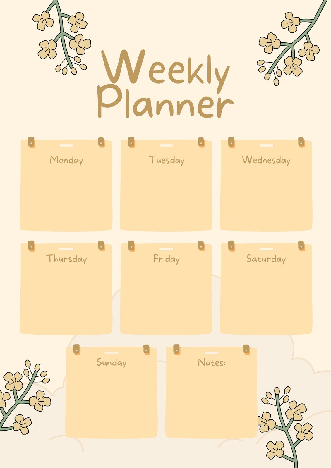 Beige Modern Weekly Planner