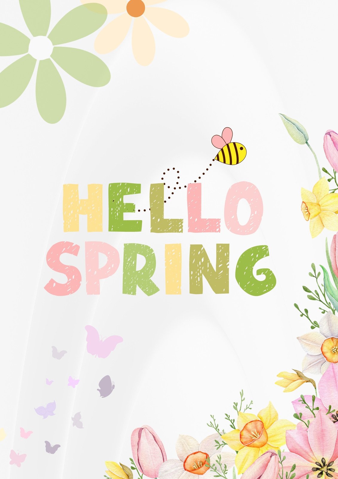 Colorful Minimalist Hello Spring Flyer
