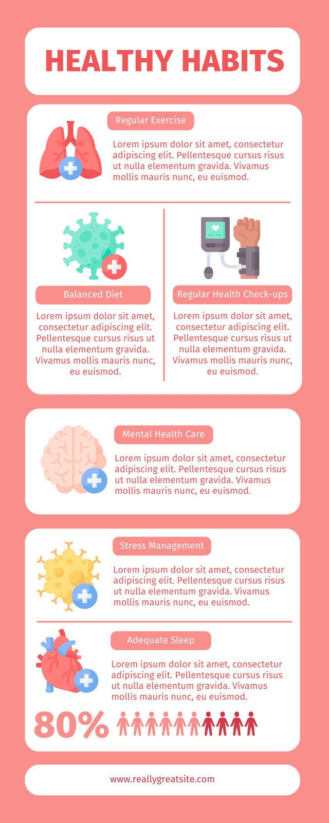 Pink Illustrative Simple Healthy Habits Infographic