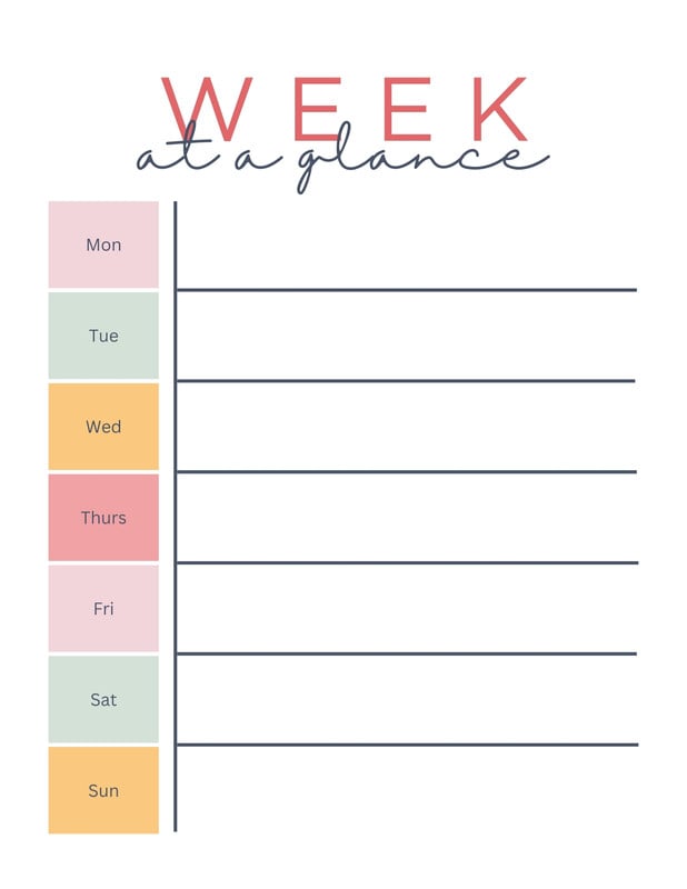 weekly planner printable pdf