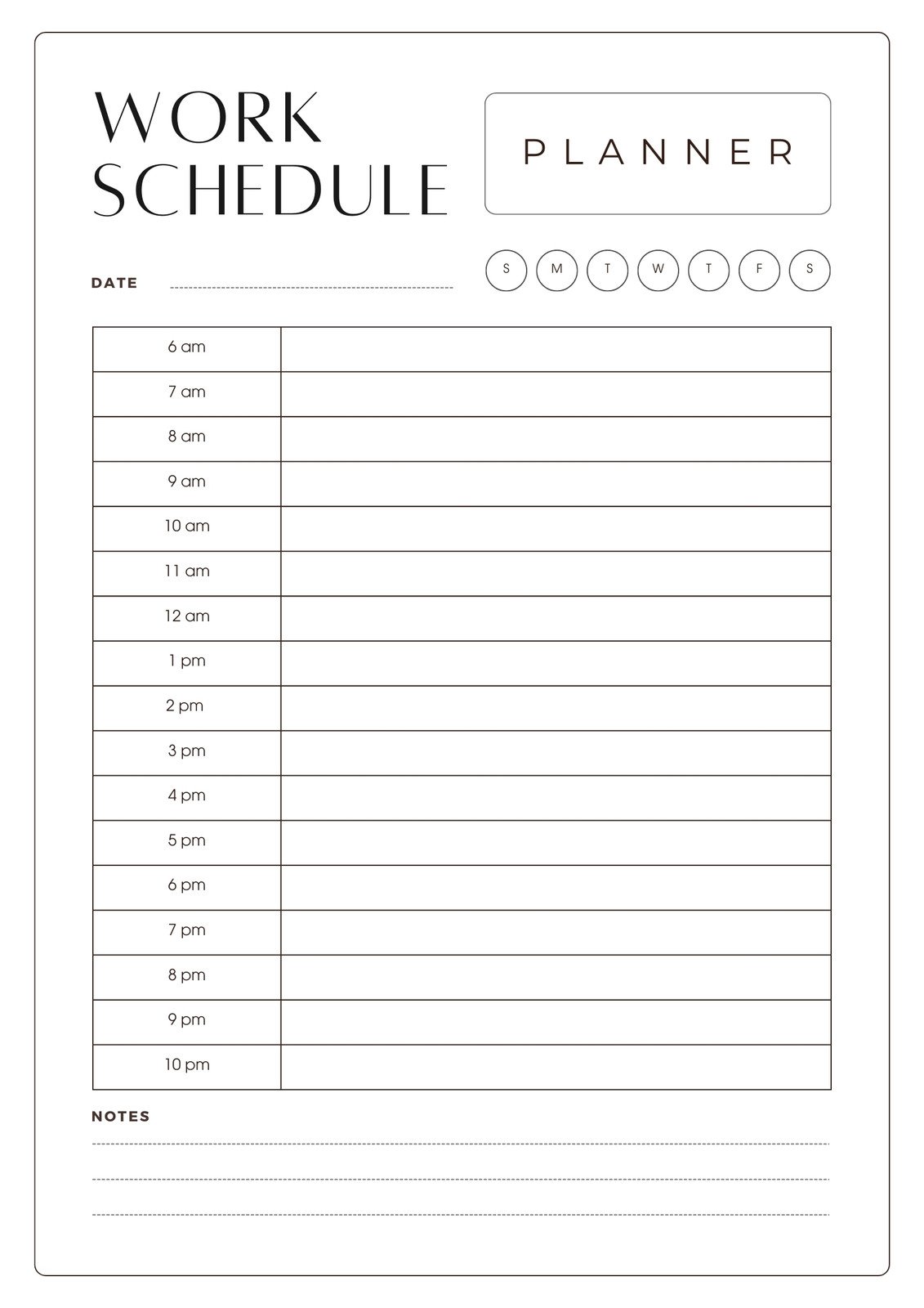 White Grey Minimalist Work Schedule Planner