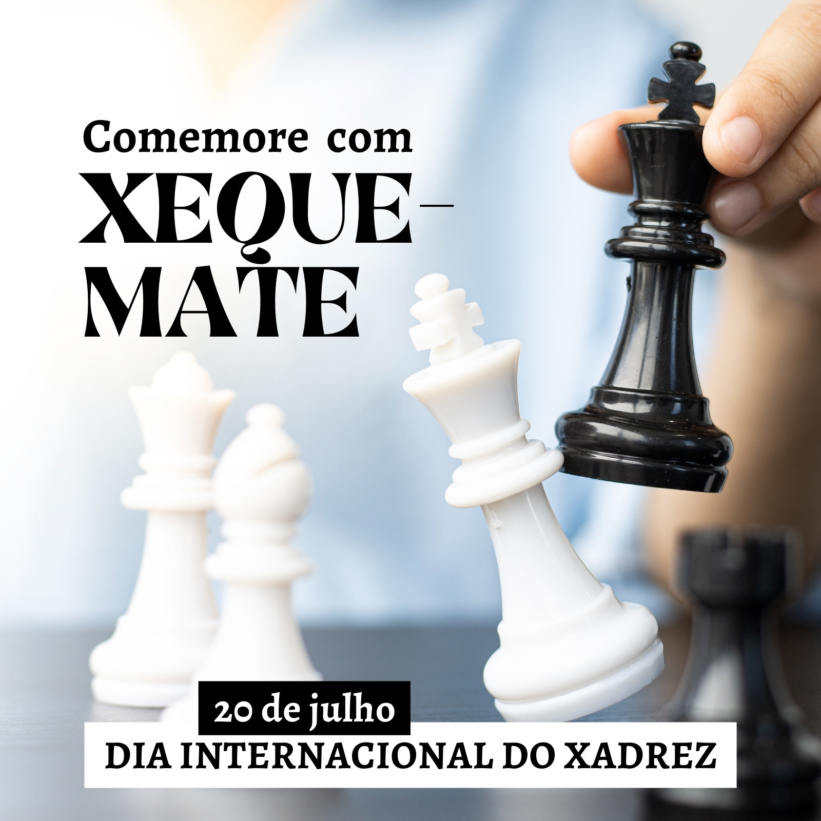 dia internacional de xadrez com ilustração de posição de xeque