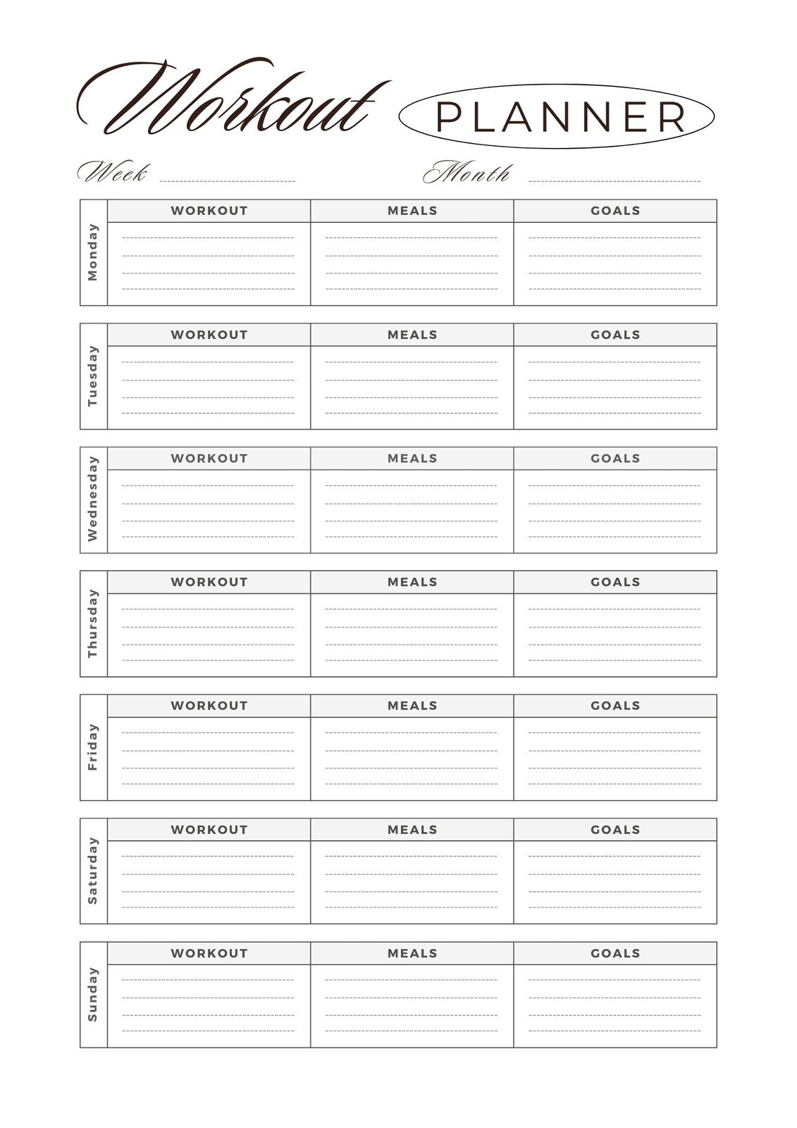 printable workout challenges