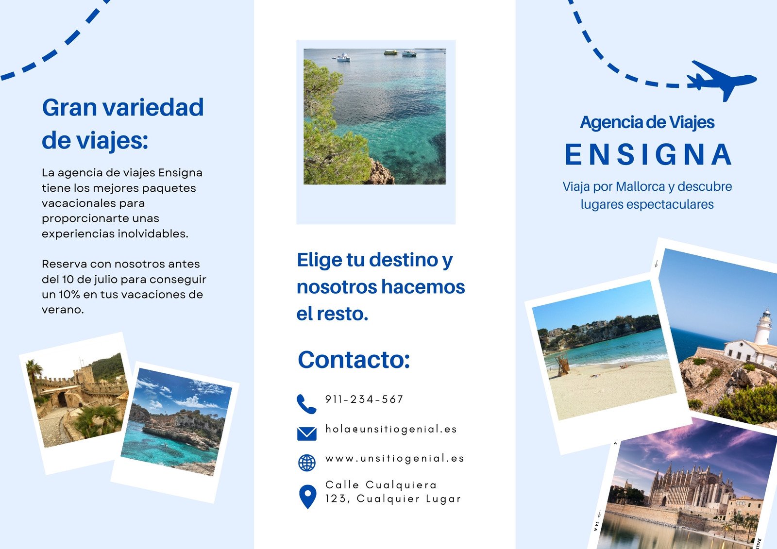 Folleto Agencia De Viajes Turismo Estético Azul