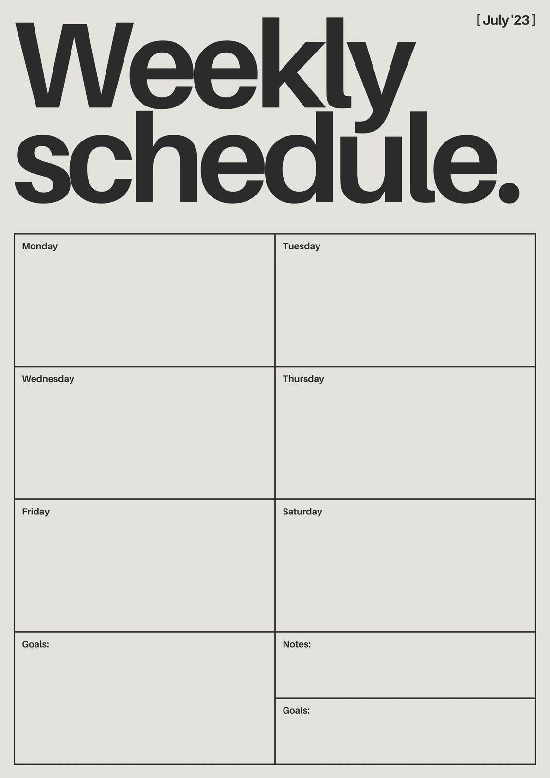 Minimalist Weekly Schedule Planner A4 Document