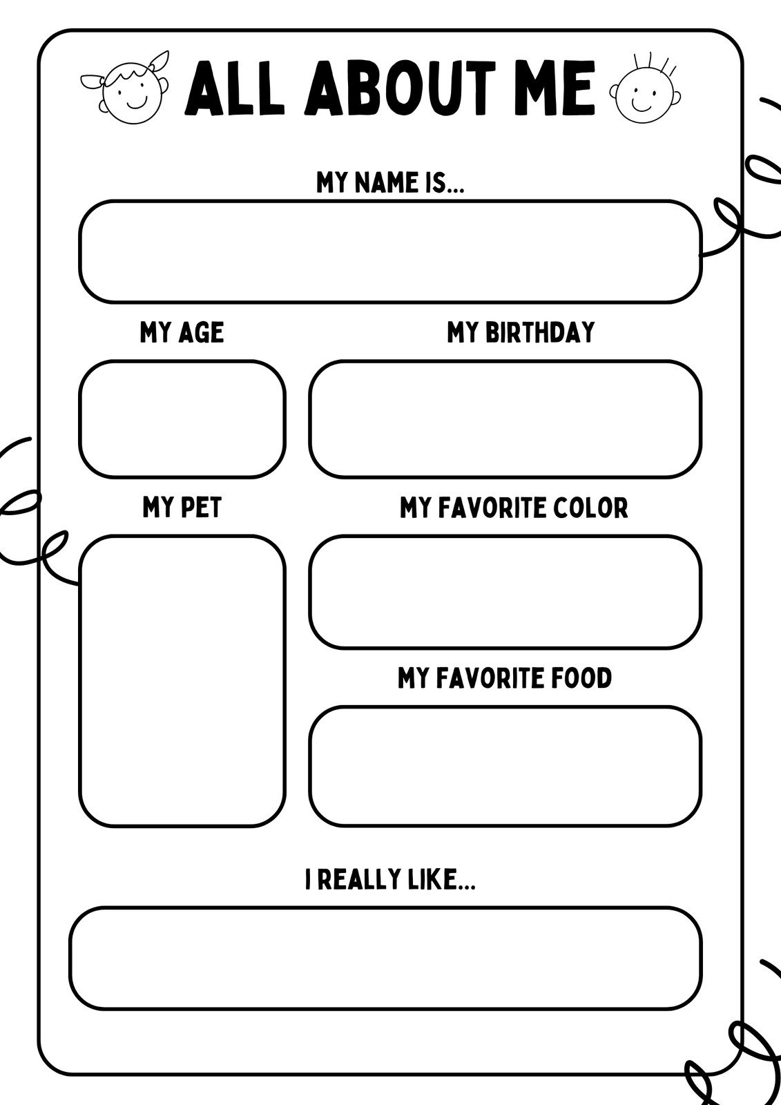 All About Me Free Printable Middle School Printable Templates