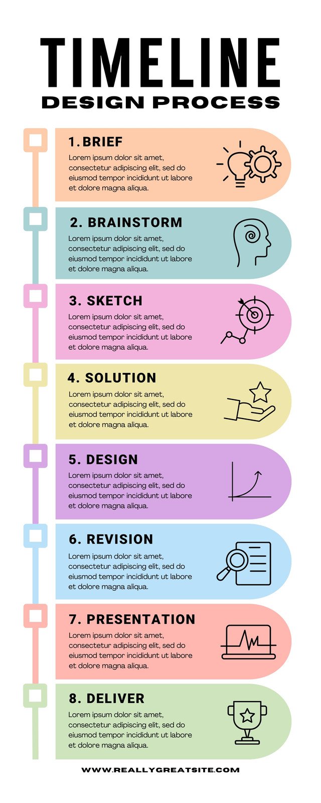 White Colorful Modern Timeline Design Process Infographic