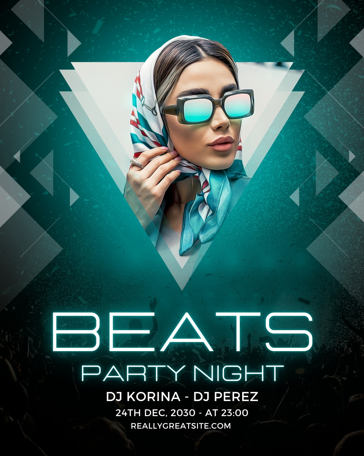 Premium PSD  Blue yellow neon night party event flyer template in psd for  dj nightclub