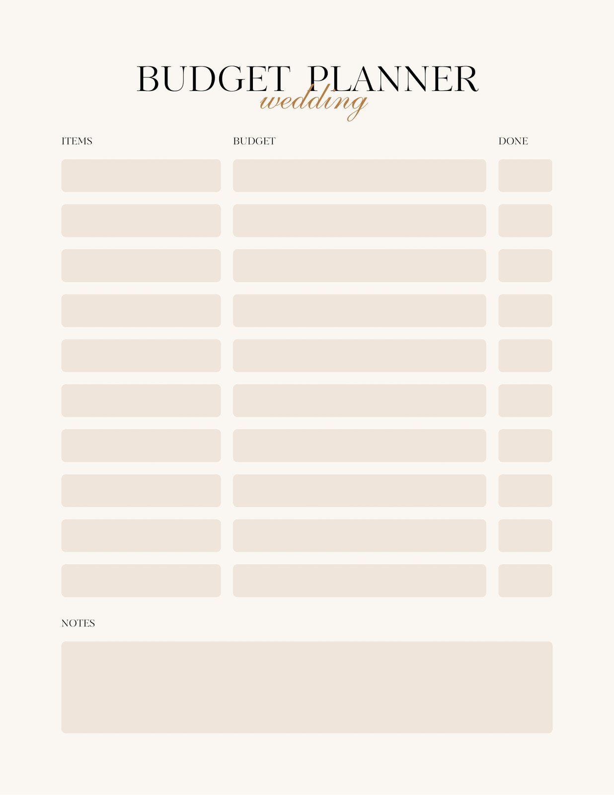 Brown Bordered Budget Planner