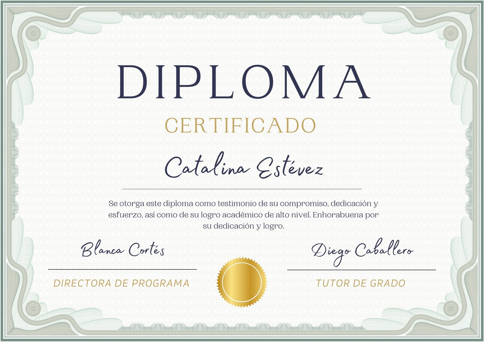 Diploma Título Curso Profesional Elegante Blanco