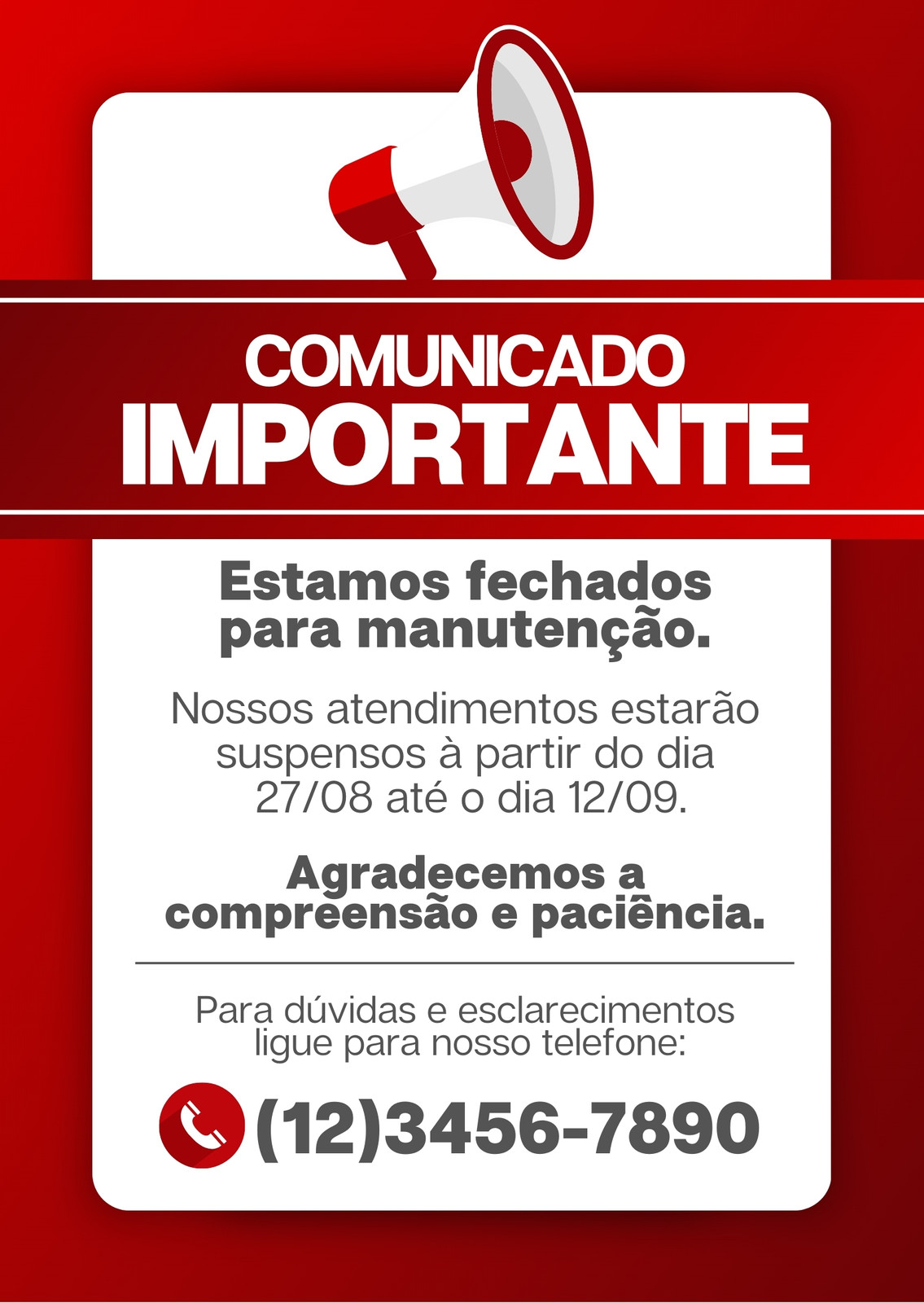 Comunicado Importante Estaremos Abertos! em Todos os Jogos do Brasil  Durante a Copa Social Media PSD Editável [download] - Designi