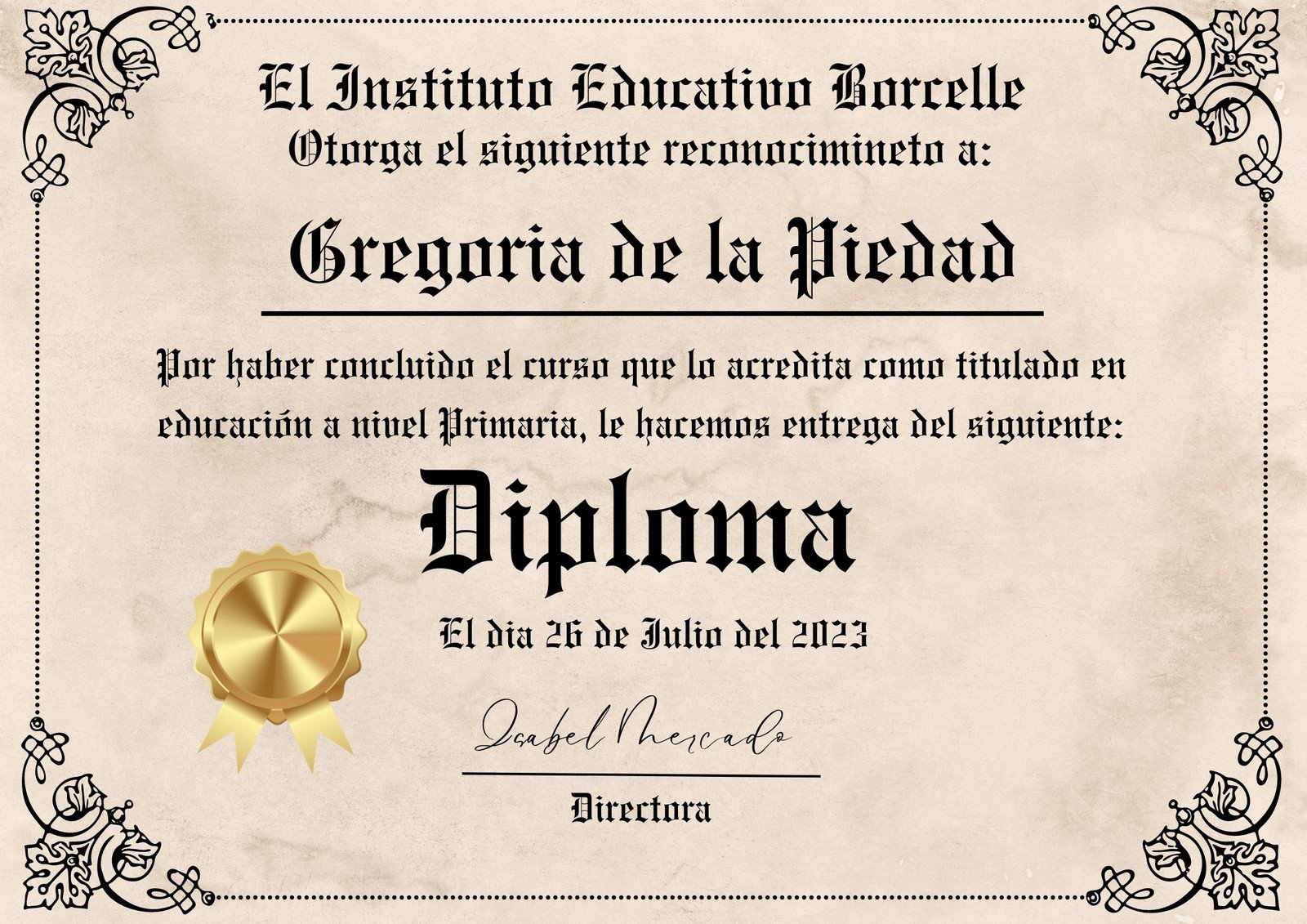 Certificado Diploma Elegante Beige y Negro