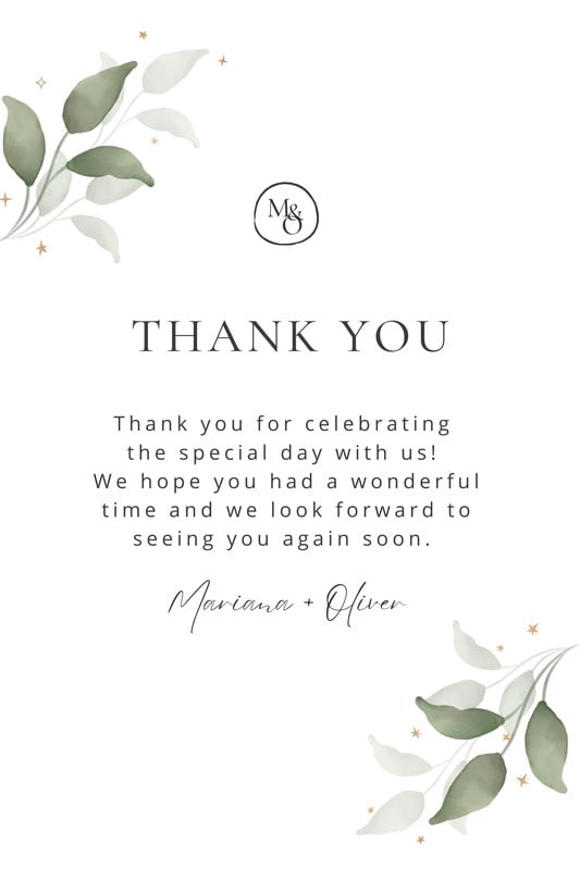 Free custom printable wedding thank you card templates | Canva