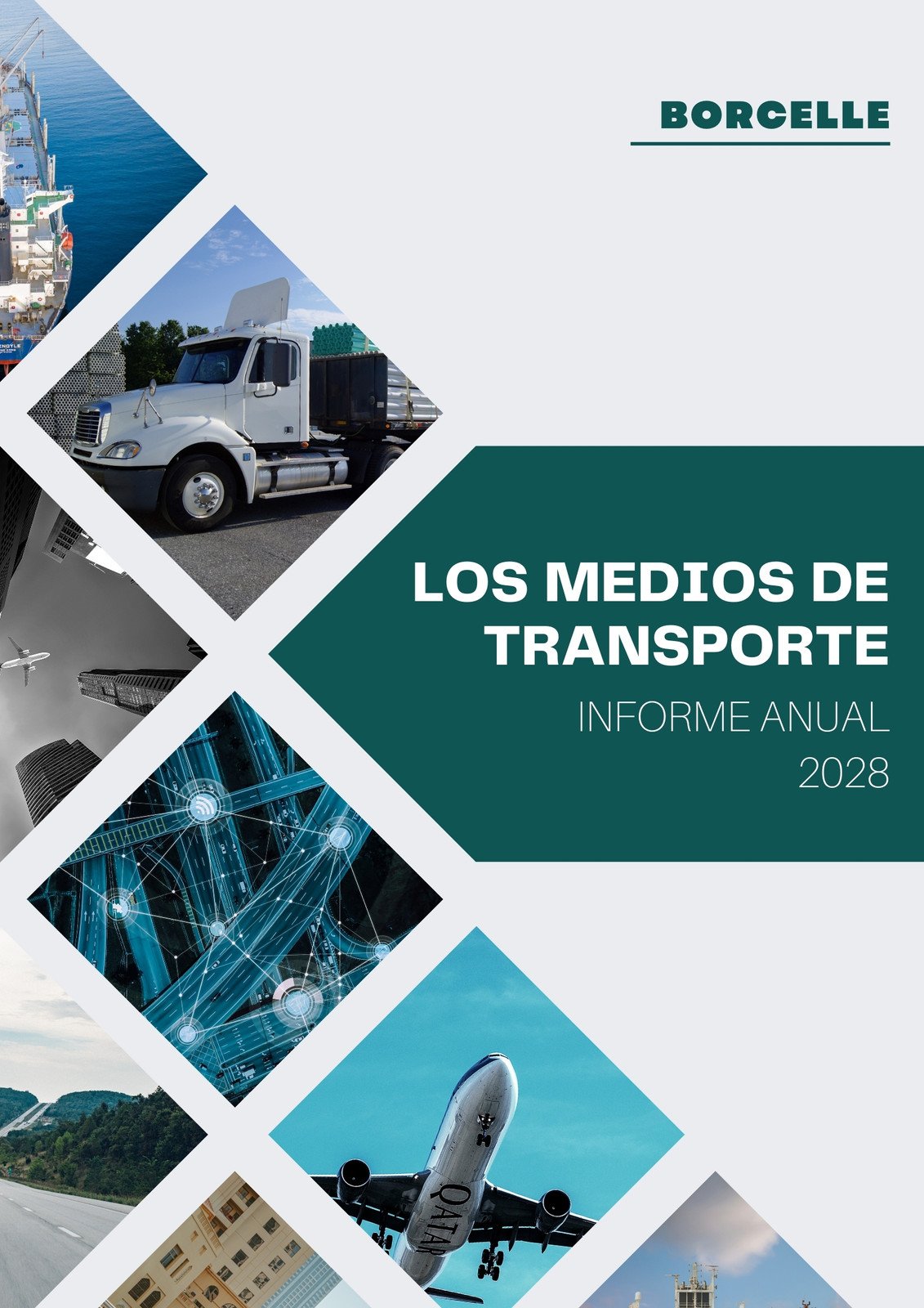 Documento A4 Portada de Proyecto Informe  Transporte Corporativo Empresa Moderno Sencillo Minimalista Verde y Gris