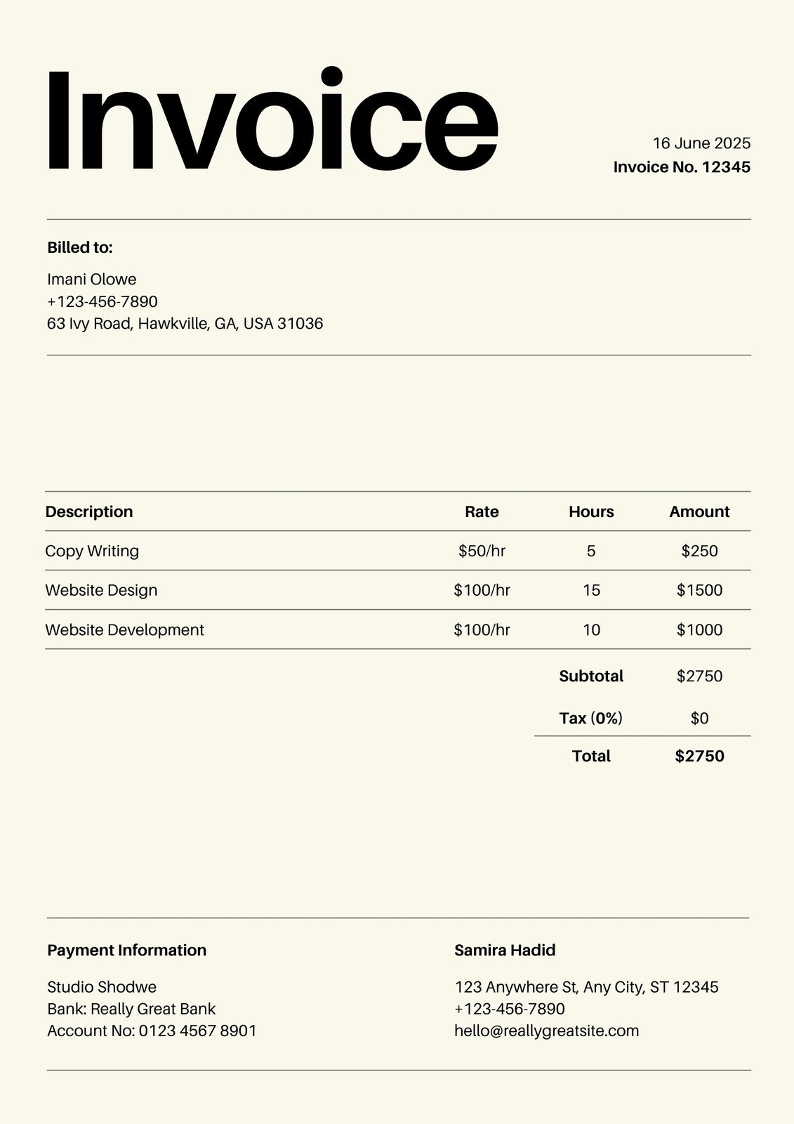 Free, printable, professional invoice templates to customize