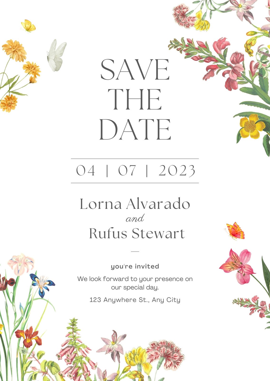 White Modern Classic and Floral Wedding Invitation