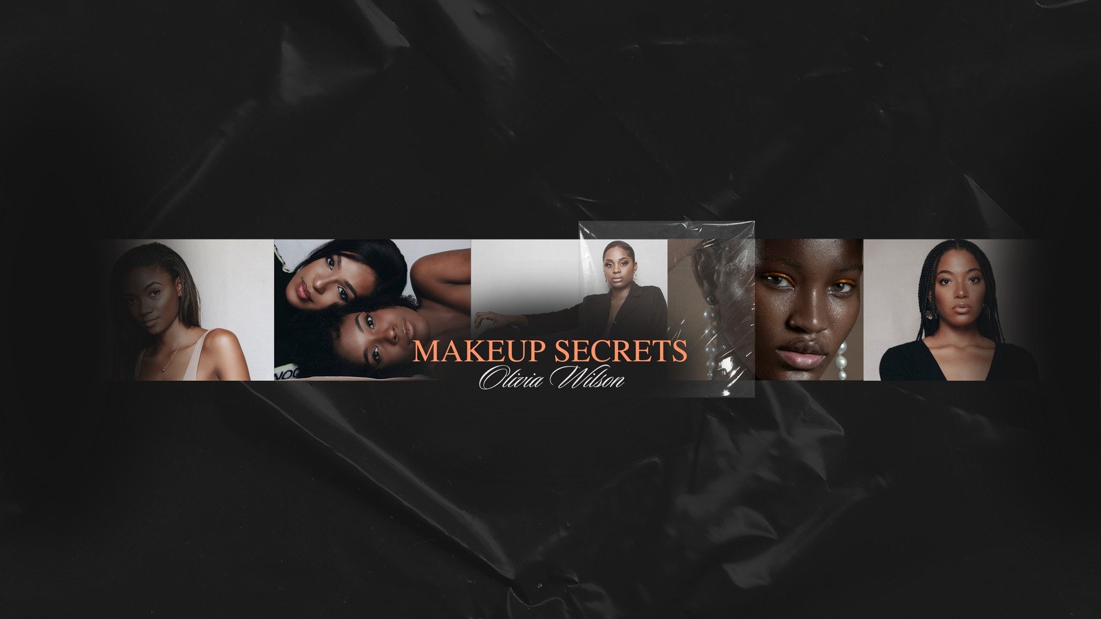 Black Minimalist Photo Collage Makeup Blog YouTube Banner