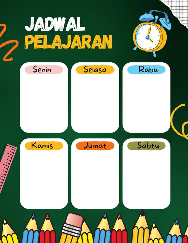 Gratis Desain Contoh Jadwal Pelajaran Canva 3791