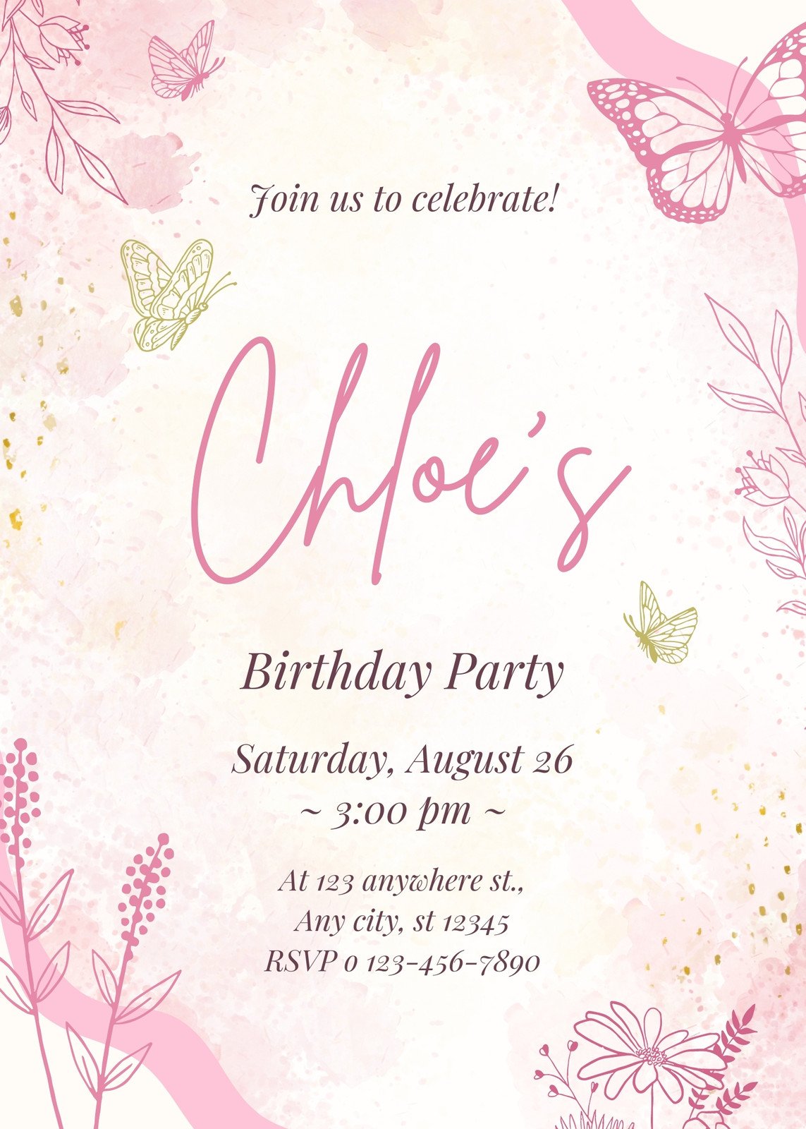 Free to edit and print butterfly invitation templates