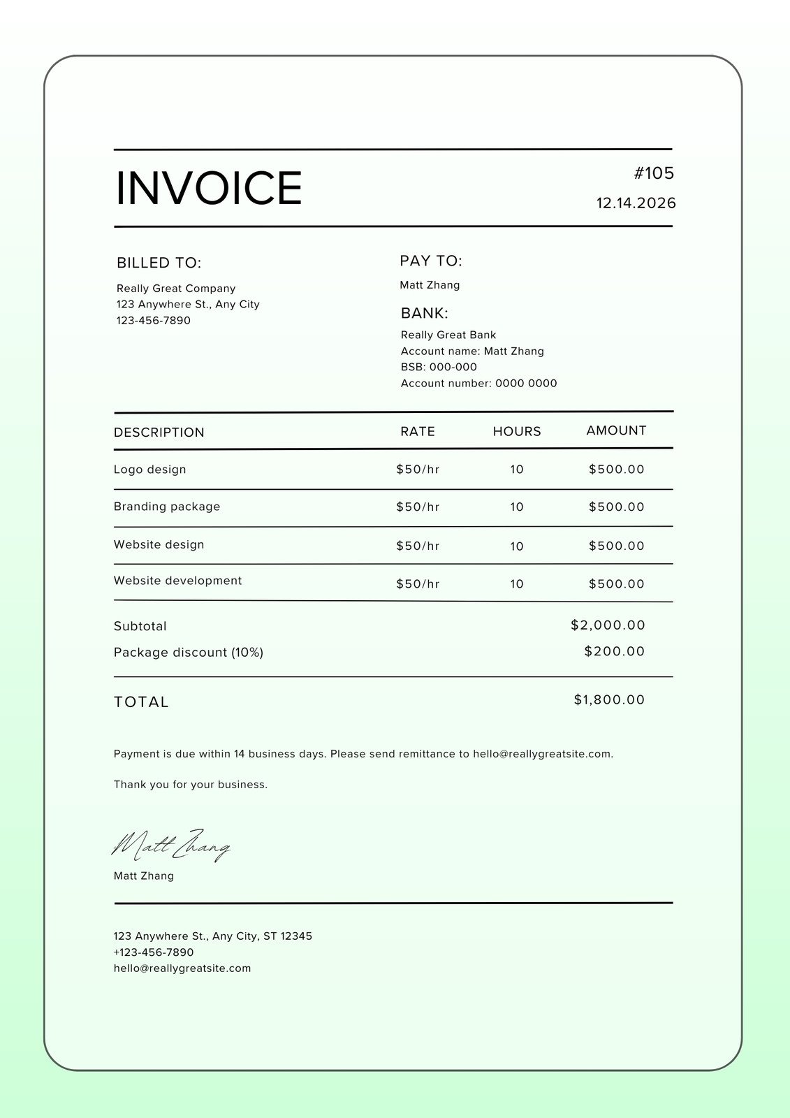 Louis Vuitton Online Invoice Template