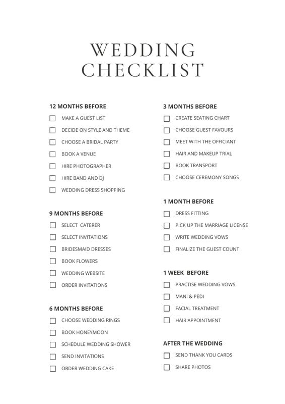 Customize 115+ Wedding Checklist Templates Online - Canva