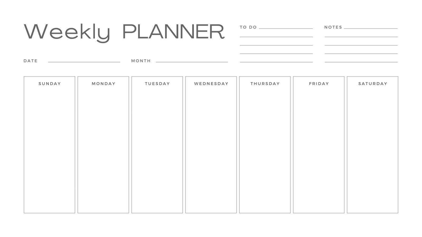 White Grey Simple Minimalist Weekly Planner Calendar