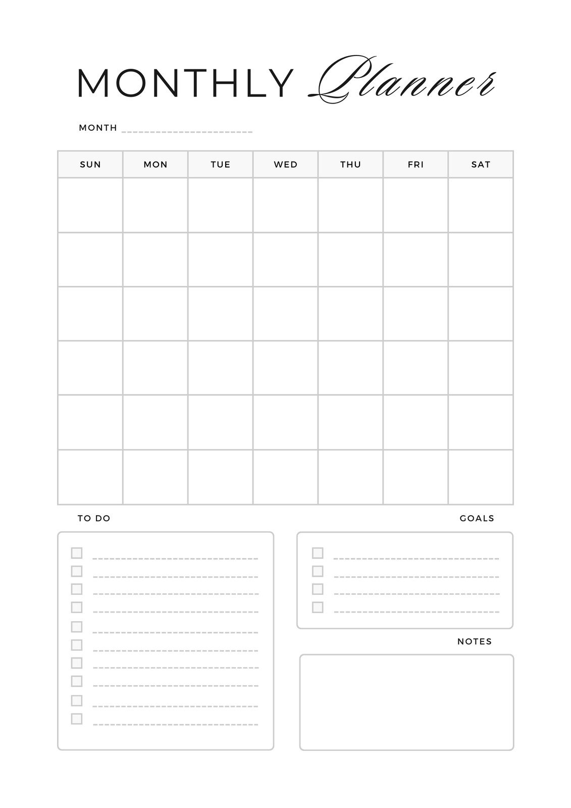 Free personalized monthly planner templates to print