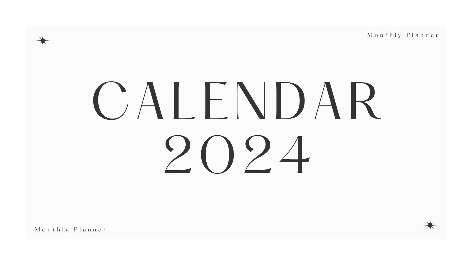 Gray and White Minimalist Clean 2024 Monthly Calendar
