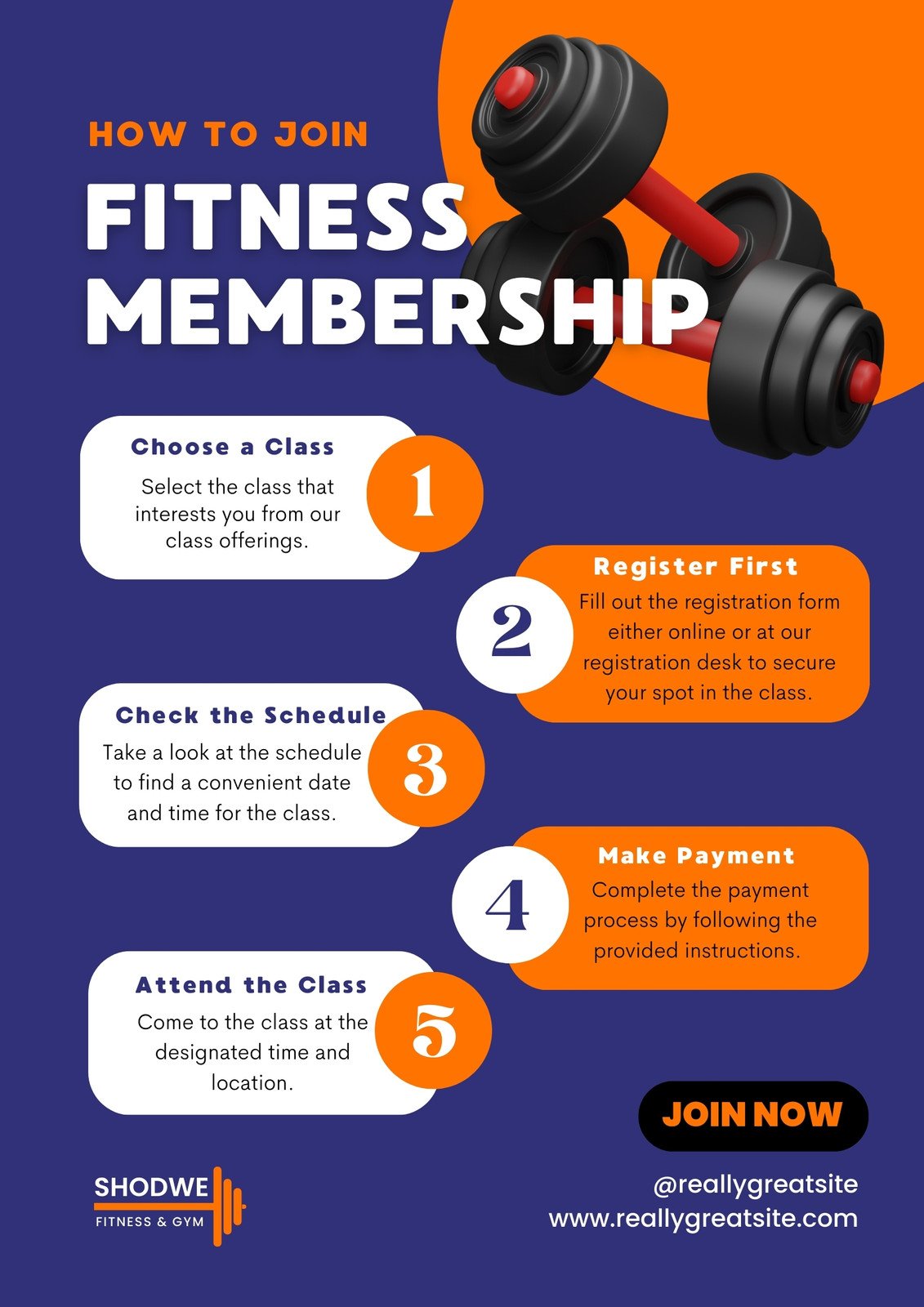 Blue & Orange Bold Modern Gym Membership Guide Flyer