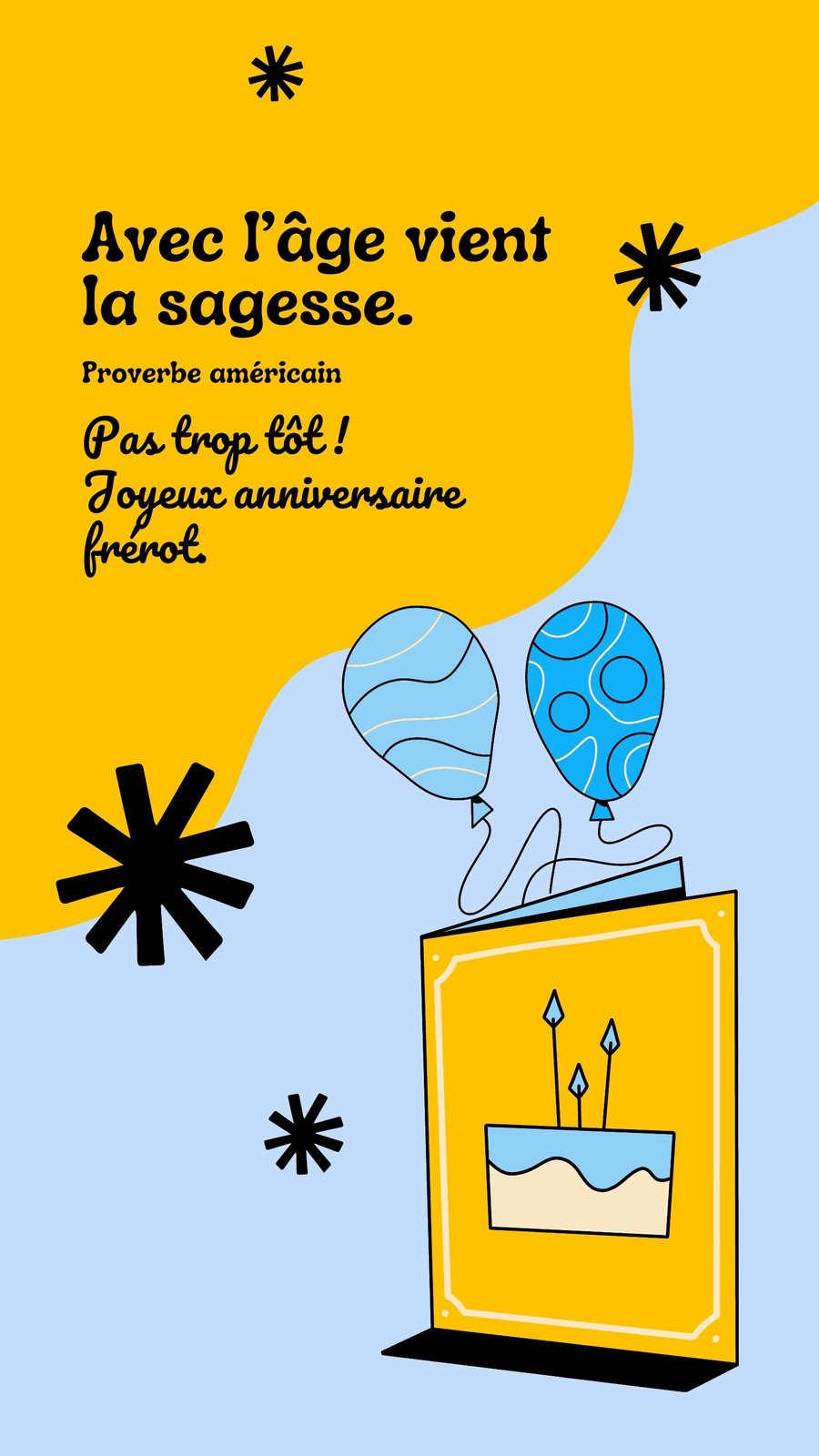 Carte d'anniversaire 40 ans en Or - Bleu clair - A message - Pour