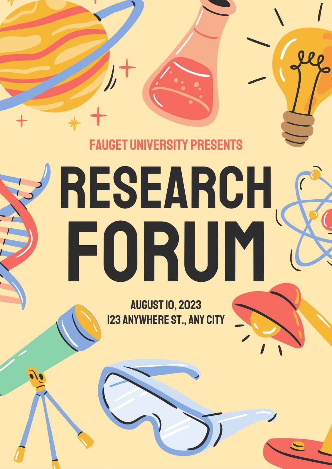 Yellow and Orange Playful Illustrative Research Forum Poster