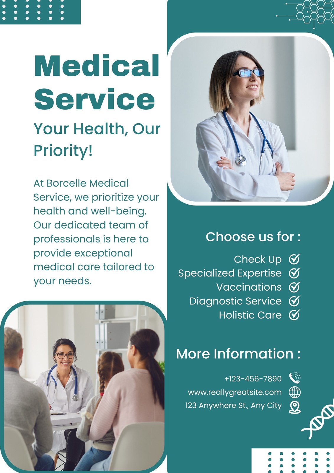 Green and White Professional Medical Service Poster
