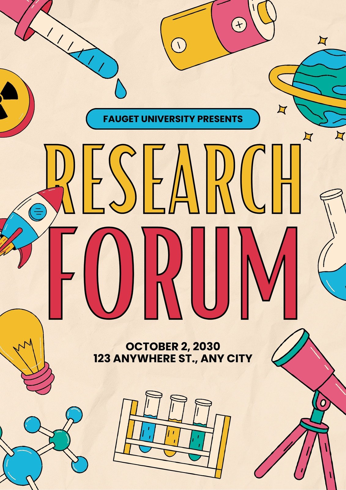 Yellow Pink Illustrative Simple Research Forum Poster