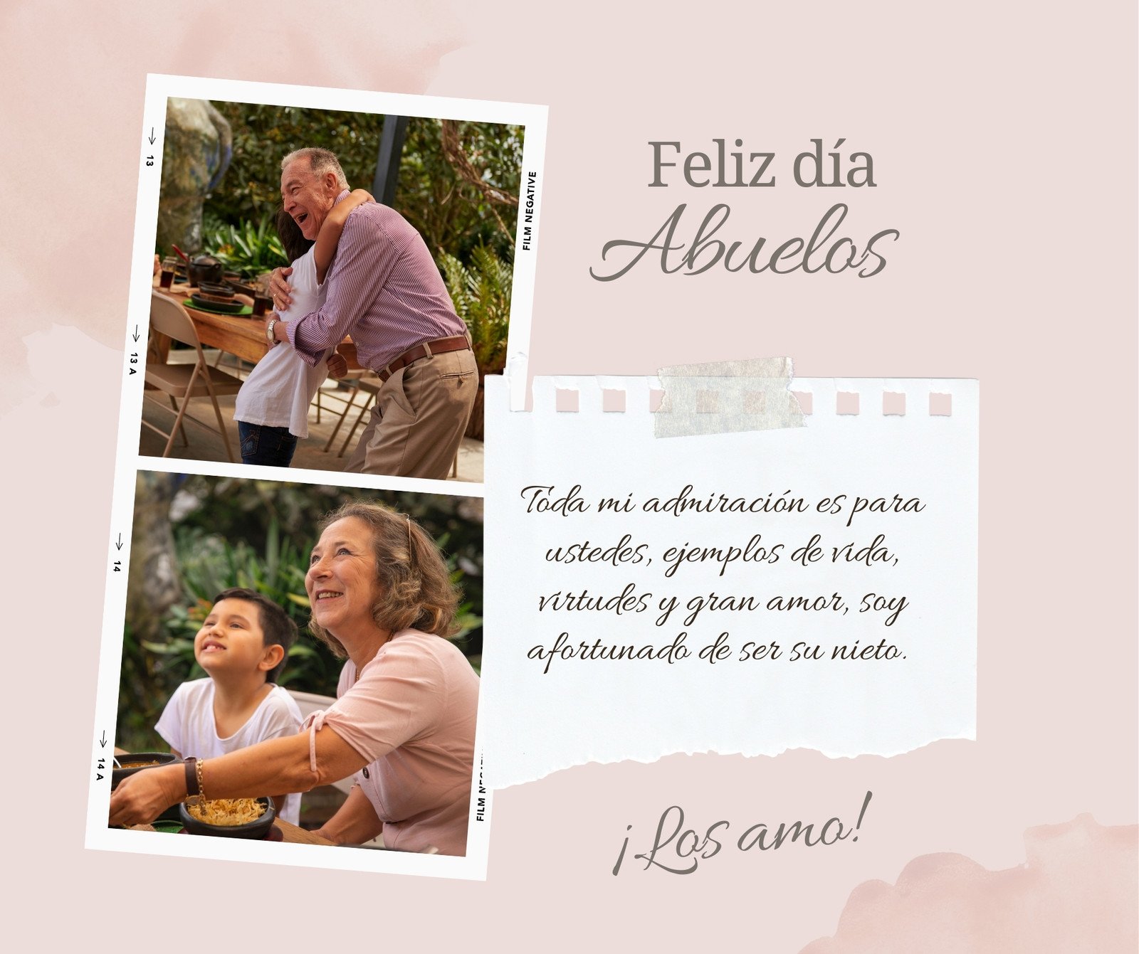 Post para Facebook Feliz día abuelos Collage Rosado