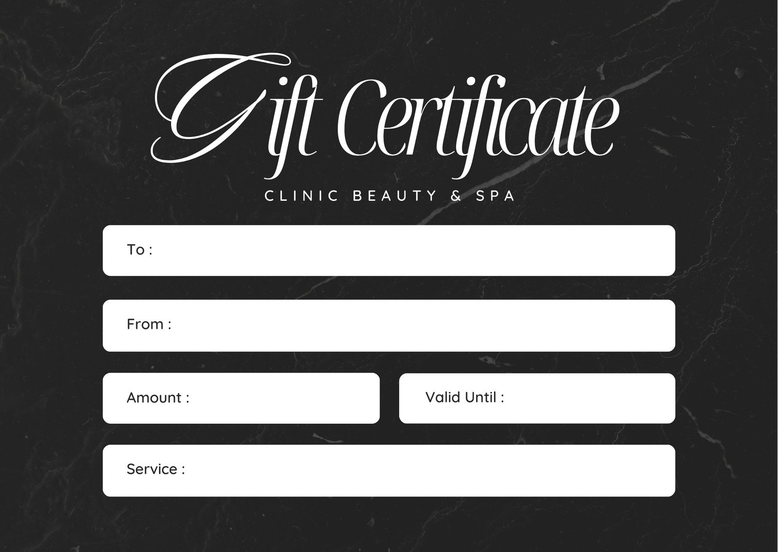 Black Elegant Beauty Gift Certificate