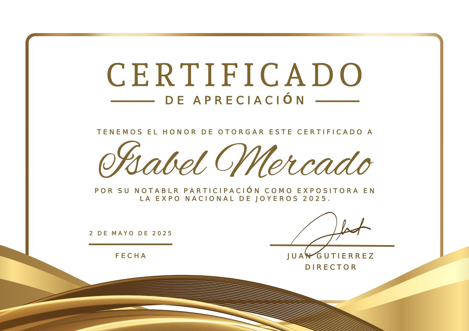 Certificado de apreciación elegante marrón y blanco
