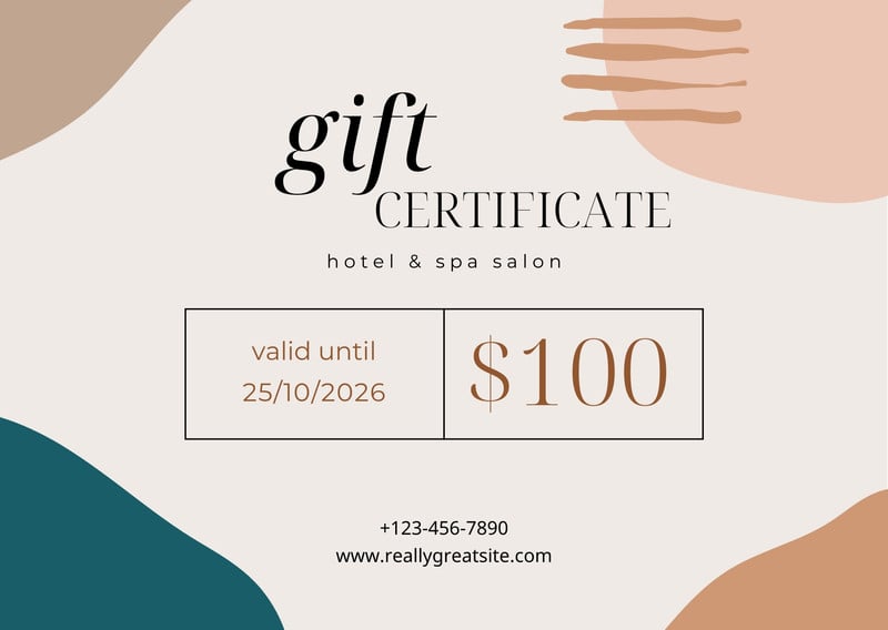 hotel gift certificate template