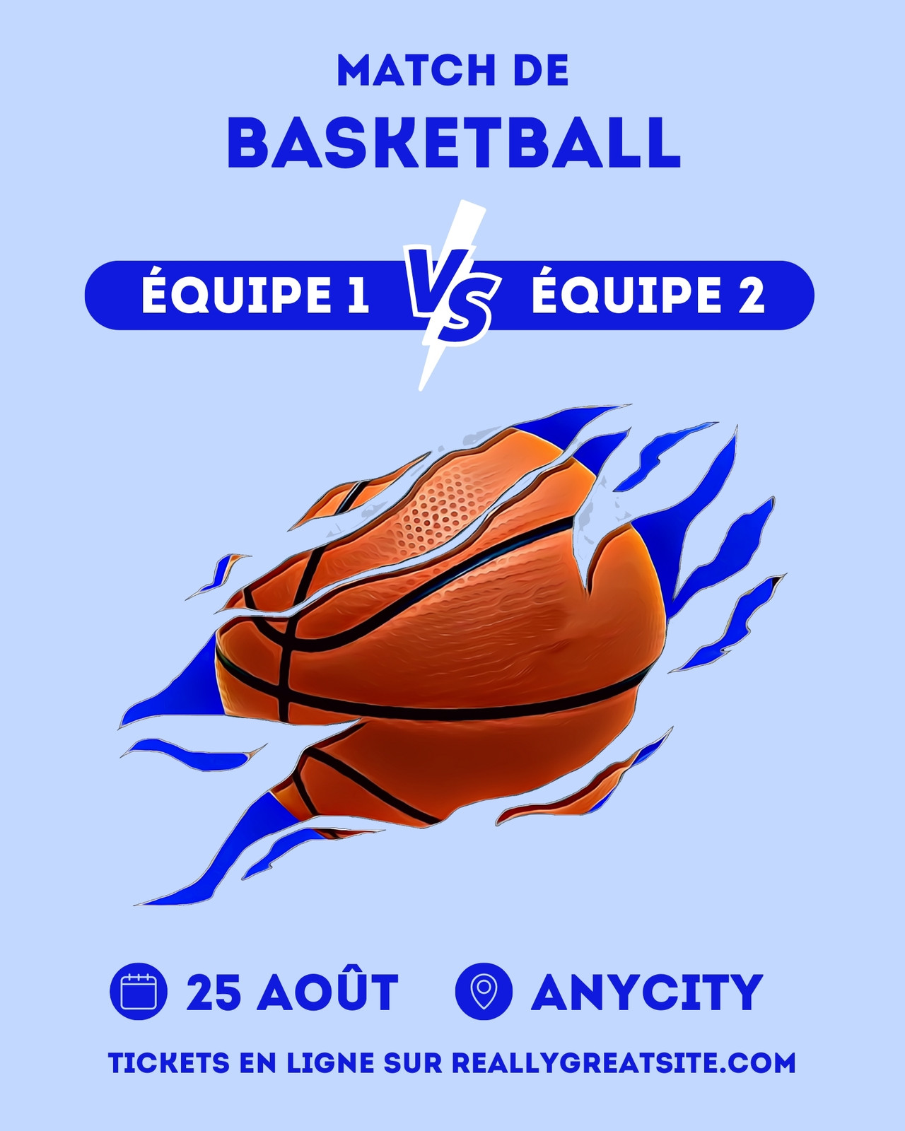 Affiche du match de basket-ball vert-bleu - Venngage