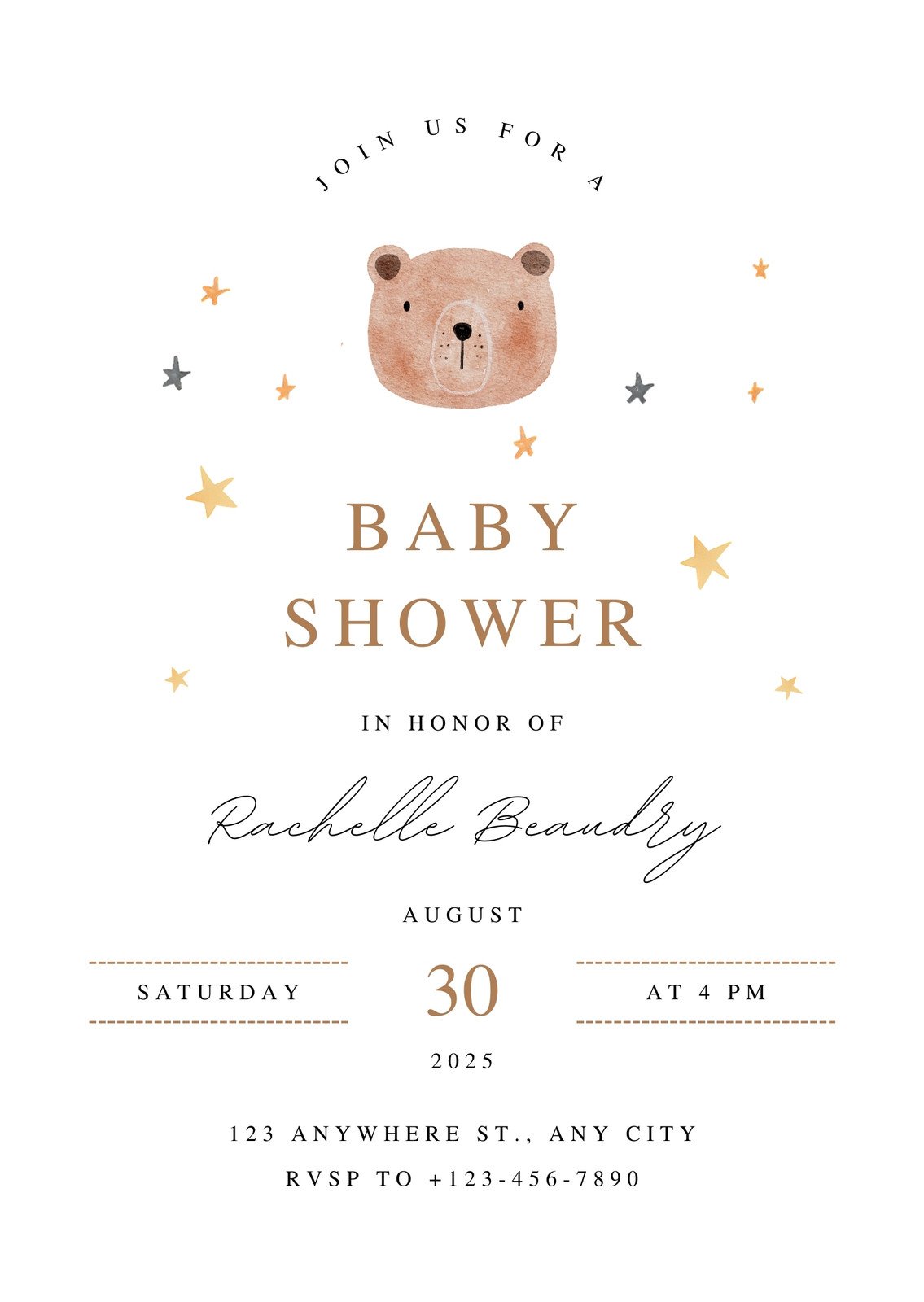 canva white and brown watercolor cute baby shower invitation uQ8iv8IrfJo