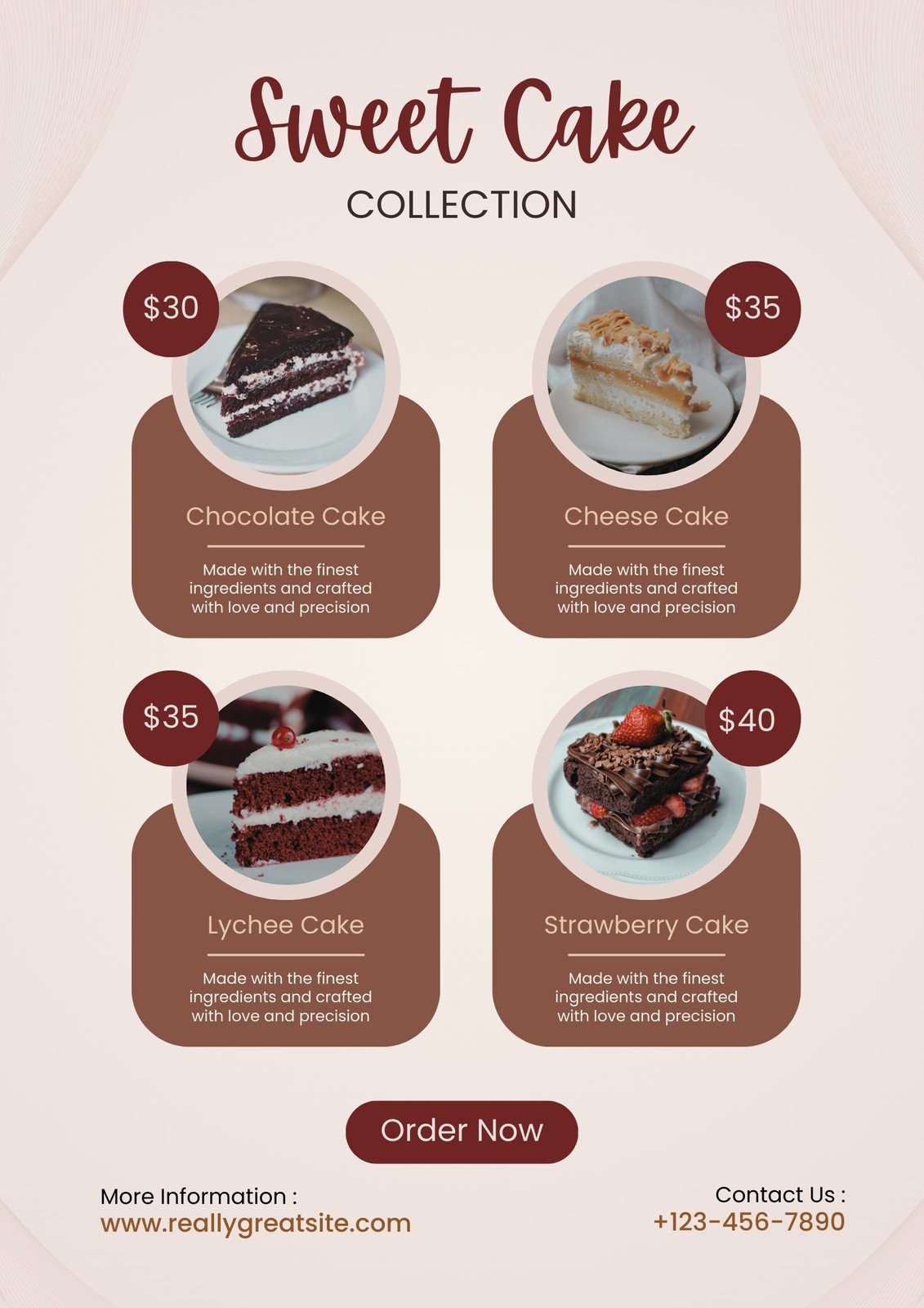 Dessert flyer design with chocolate cake cupcake Vector Image
