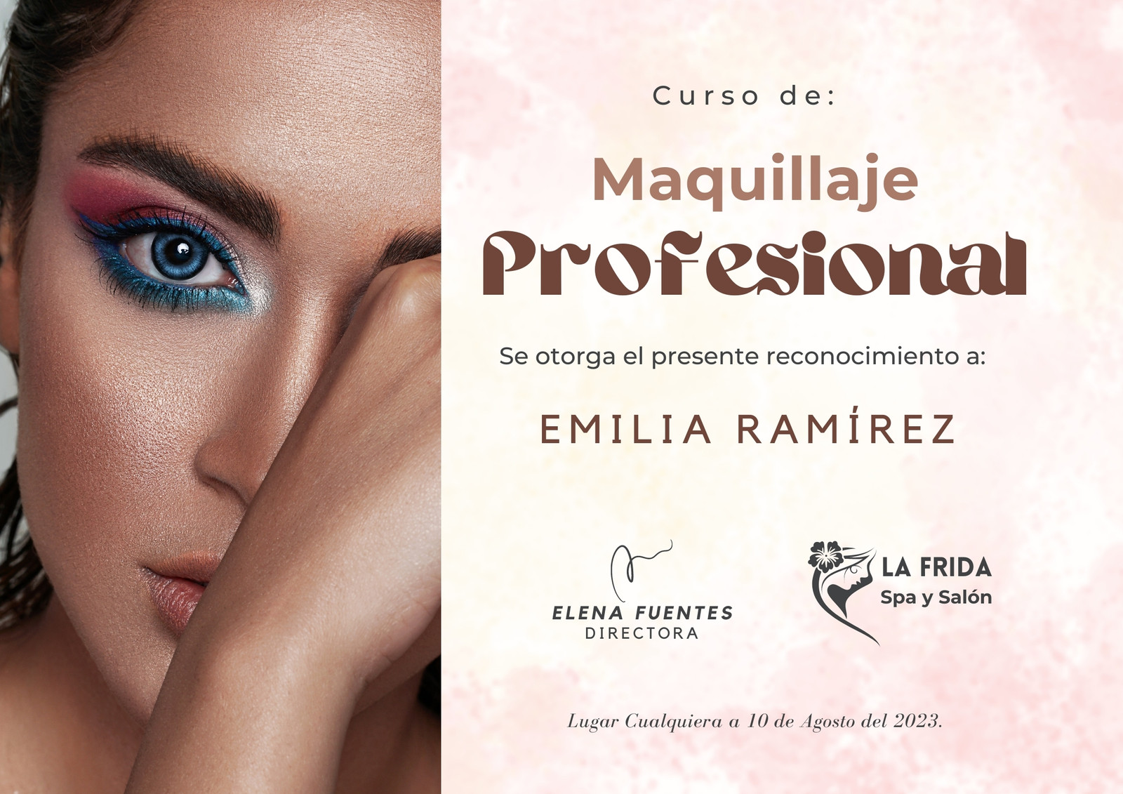Reconocimiento Curso Belleza Maquillaje Diploma Rosa Foto