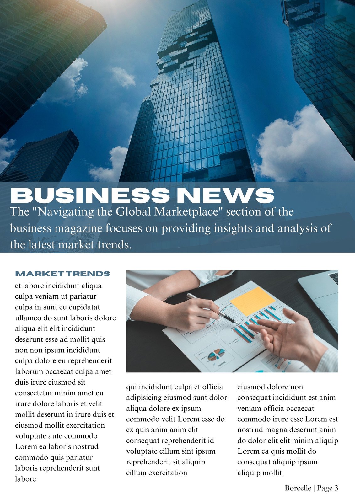 Blue and White Simple Business Magazine Cover